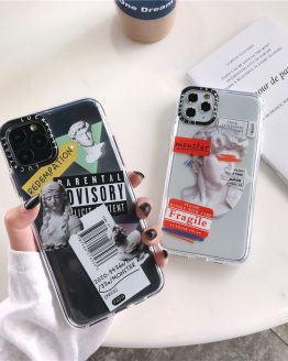 Luxury Art Letter Label Phone Case For iphone 11 Pro Max 7 8 plus Back Cover For iphone X XR XS Max Transparent Soft Cases Funda
