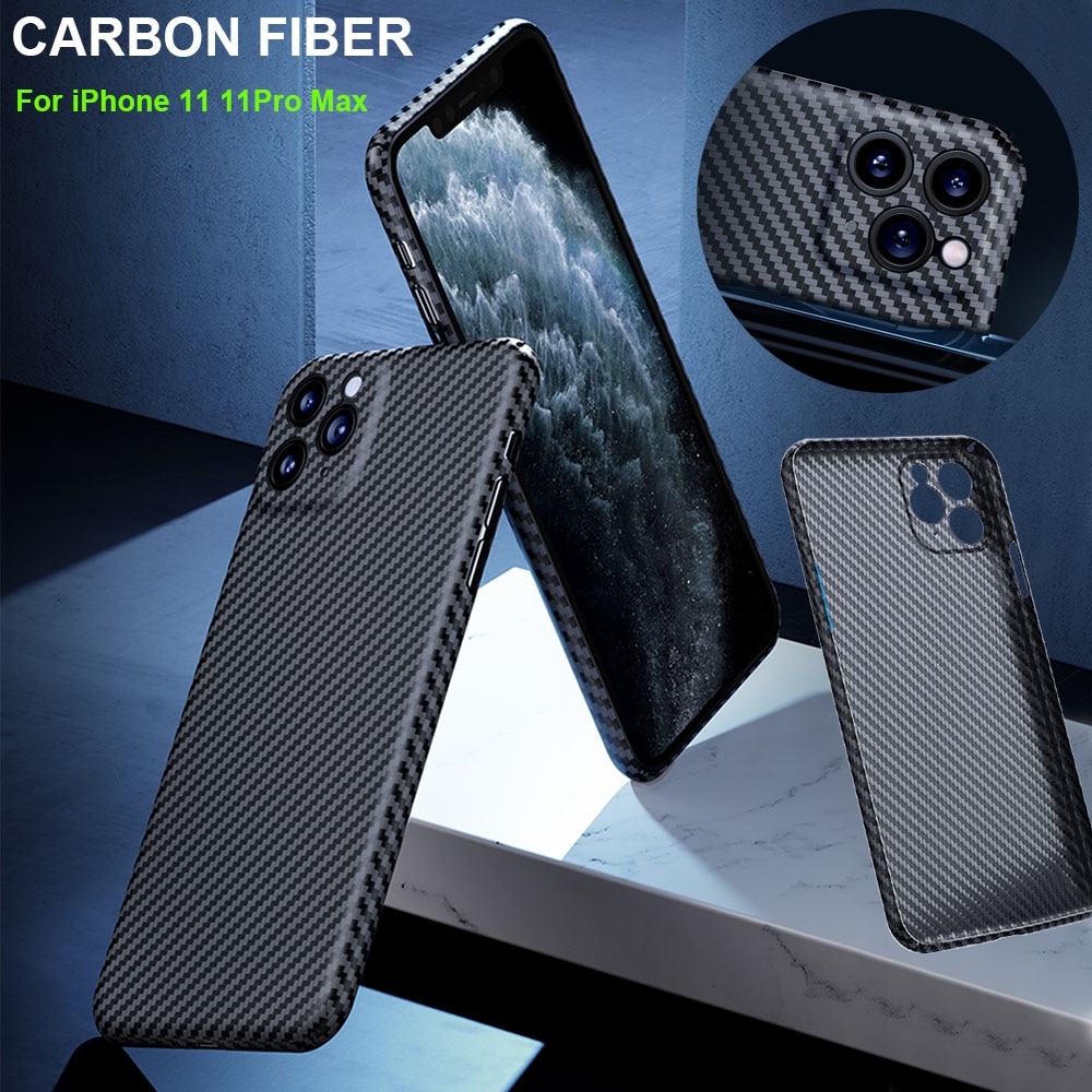Luxury Real 3D Carbon Fiber Kevlar 0.6mm Thiness Slim Sport Camera Lens Protectiove Case Cover For iPhone 11 11Pro 11Pro Max