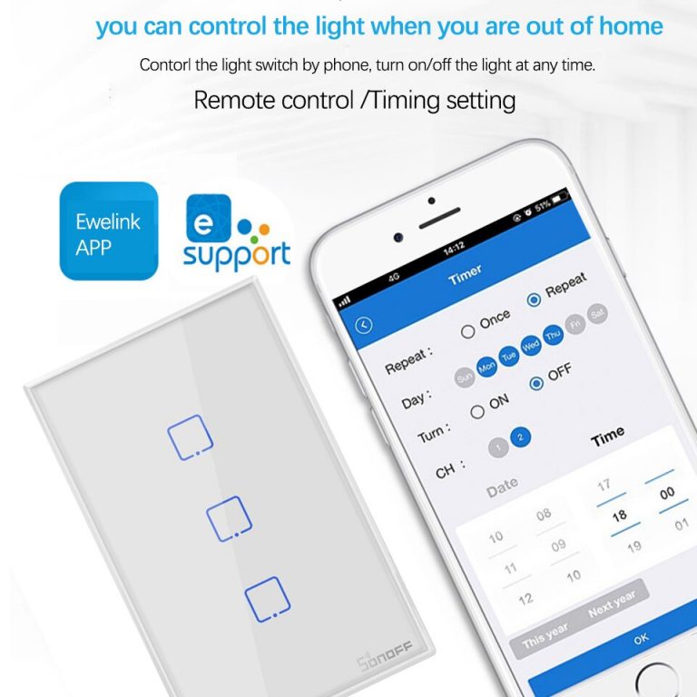  Sonoff T2 US 1/2/3 gang Smart Remote Control Wifi Timer light