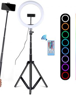10 Inch LED Ring Lamp Selfie Ring Light with Tripod RGB Photography Ringlight Phone Makeup Lights for Tiktok Youtube Video Live