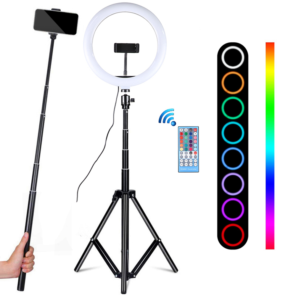 10 Inch LED Ring Lamp Selfie Ring Light with Tripod RGB Photography Ringlight Phone Makeup Lights for Tiktok Youtube Video Live