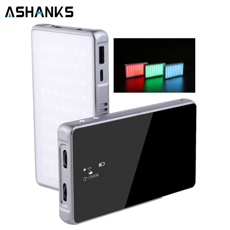 ASHANKS RGB LED Video Light R18 Dimmer Panel Fill Light Photography Mini Studio Lamp for Tiktok Youtube Camera Tripod Stand