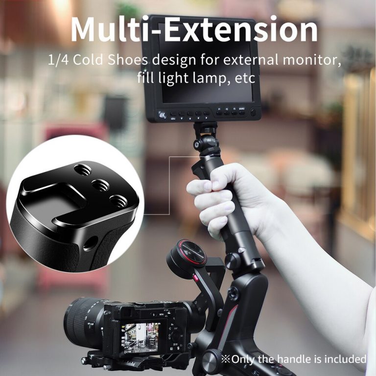 UURig Gimbal Stabilizer Handle Hand Grip Extension Rod Holder with Cold Shoe Mount 1/4 Inch Screw Holes for Zhiyun Weebill-S 4 Gimbal Stabilizer Handle Hand Grip Extension Rod Holder