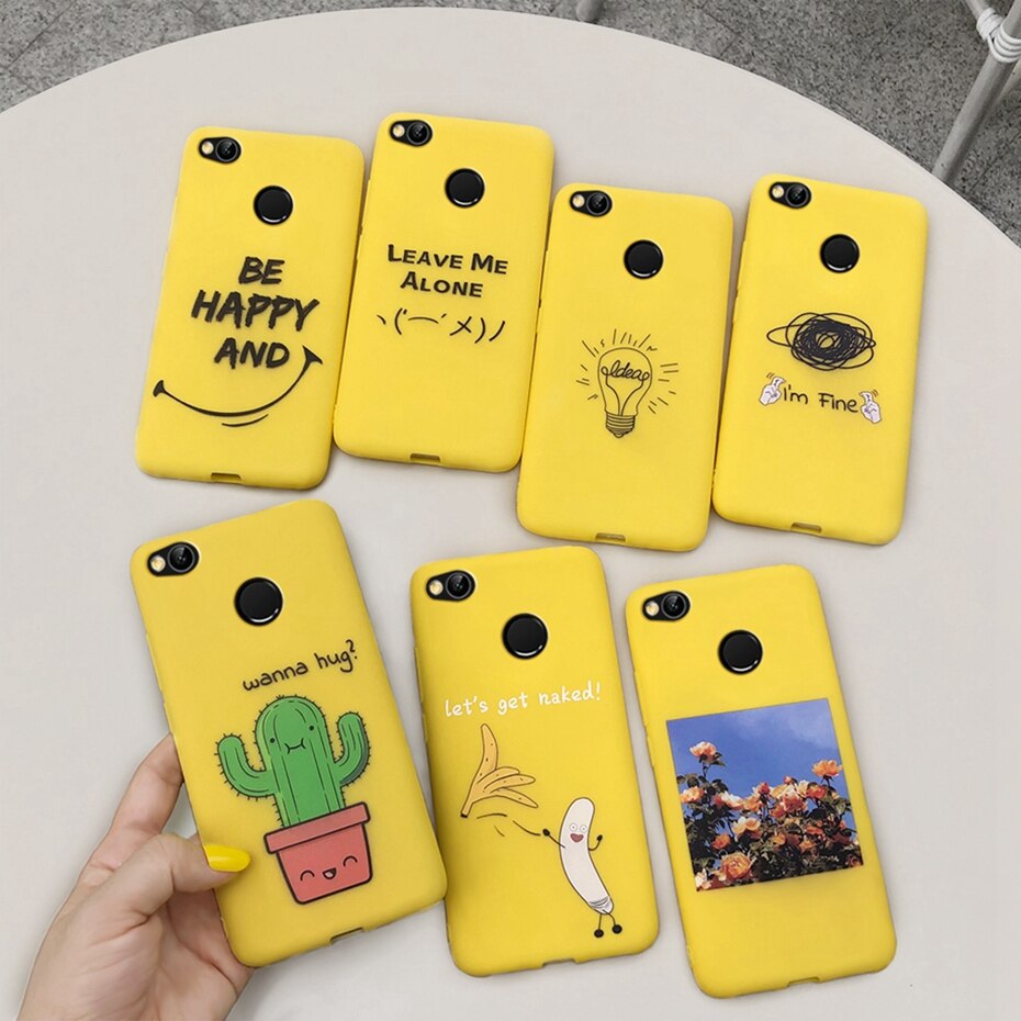 Phone Case for xiaomi redmi S2 4X 4A redmi 5 PLUS 5A 6 6A 7 7A NOTE 8 Case Cover Yellow Funny Banana Cute Cartoon Cases Coque