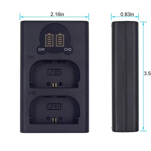Dual LCD USB Battery Charger Compatible with for Canon 60D