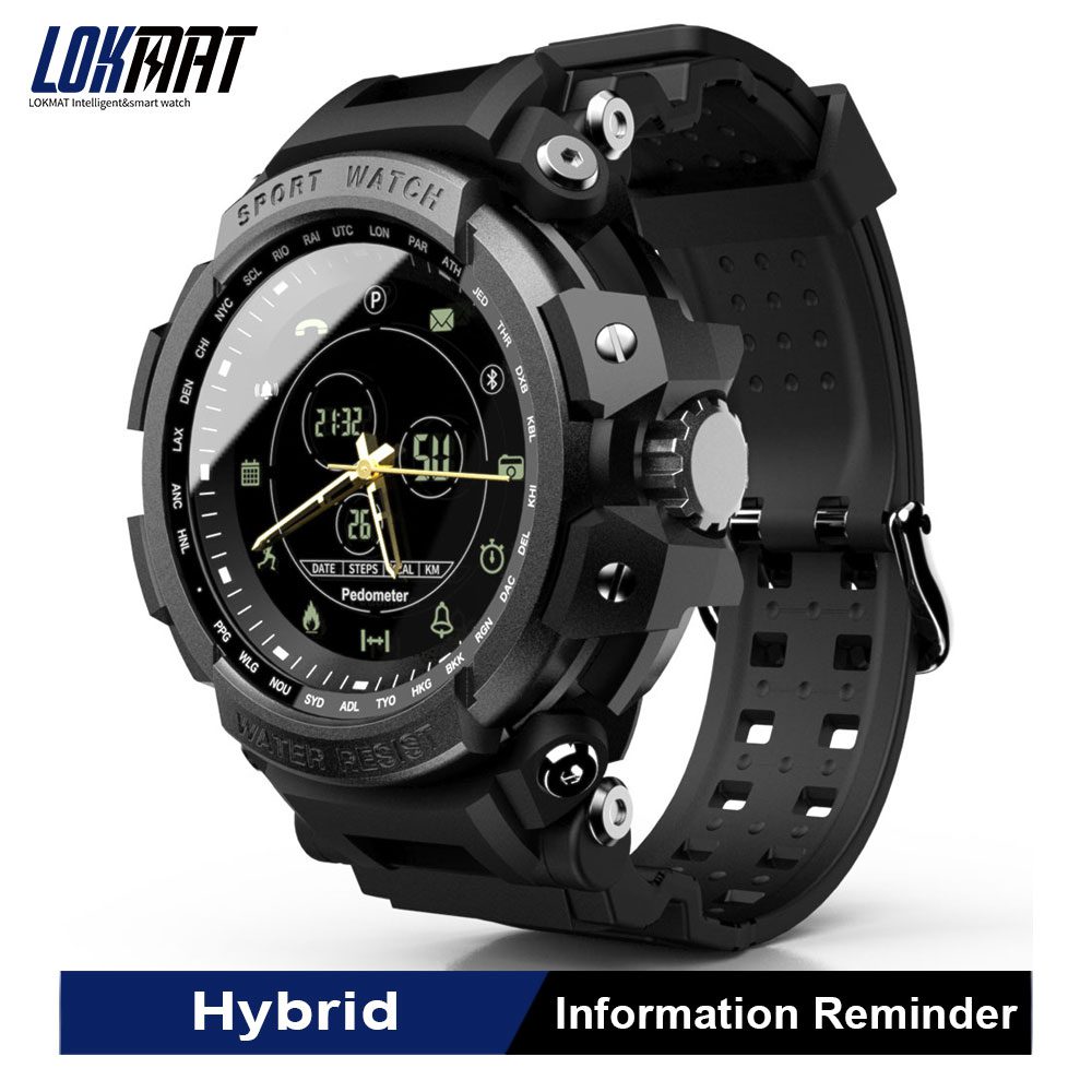 LOKMAT SmartWatch Sport Pedometer Bluetooth 50M Waterproof Information Reminder Digital Men Smart Watch For Ios And Android