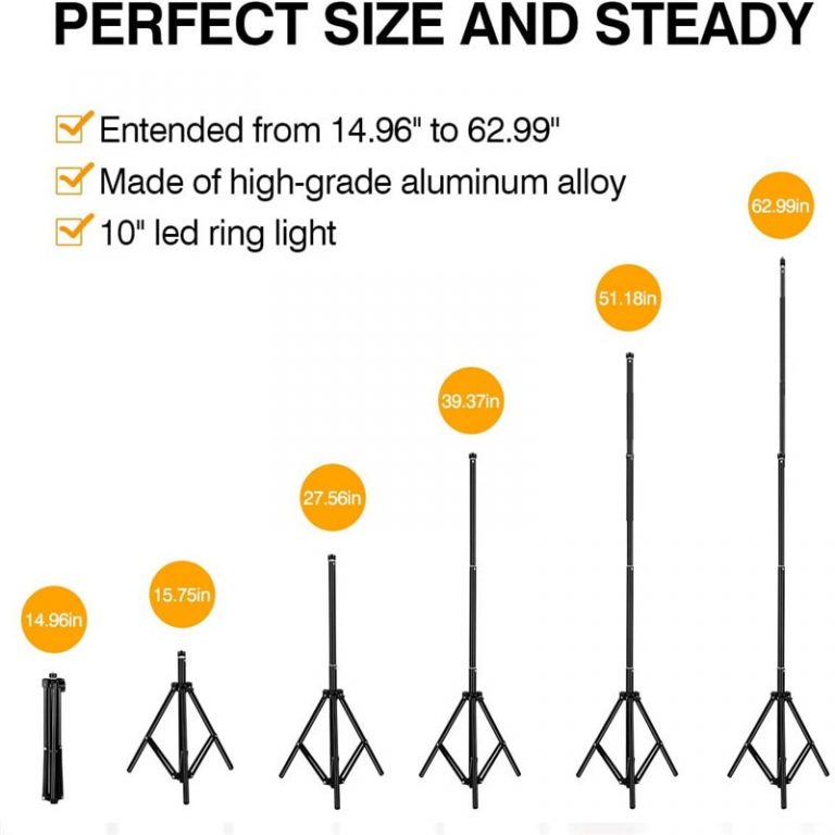 Dimmable LED Selfie Ring Light With 160 cm Stand Tripod