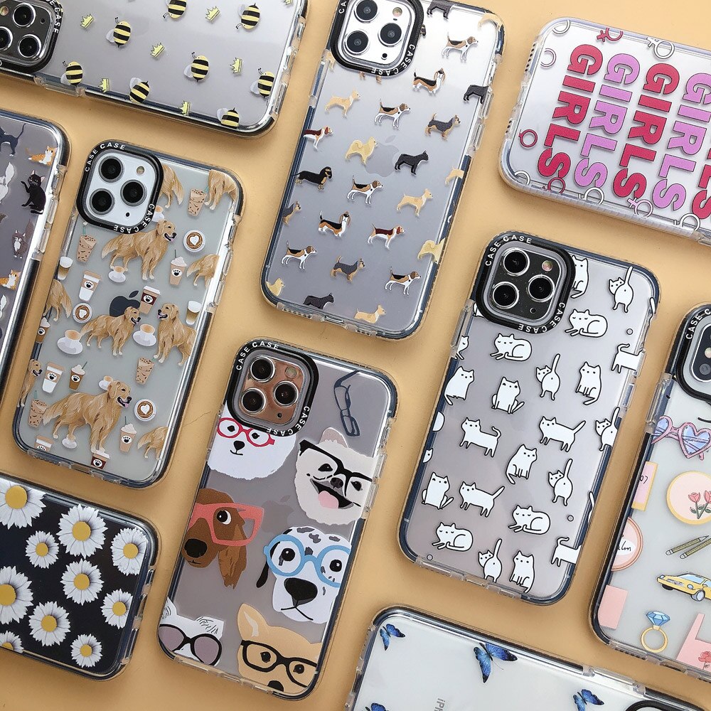 Cartoon Cat Dog Cute Animal Phone Cases For iphone 11 Pro XR XS Max X 7 8 plus Shockproof Clear Soft TPU Back Cover Fashion Case