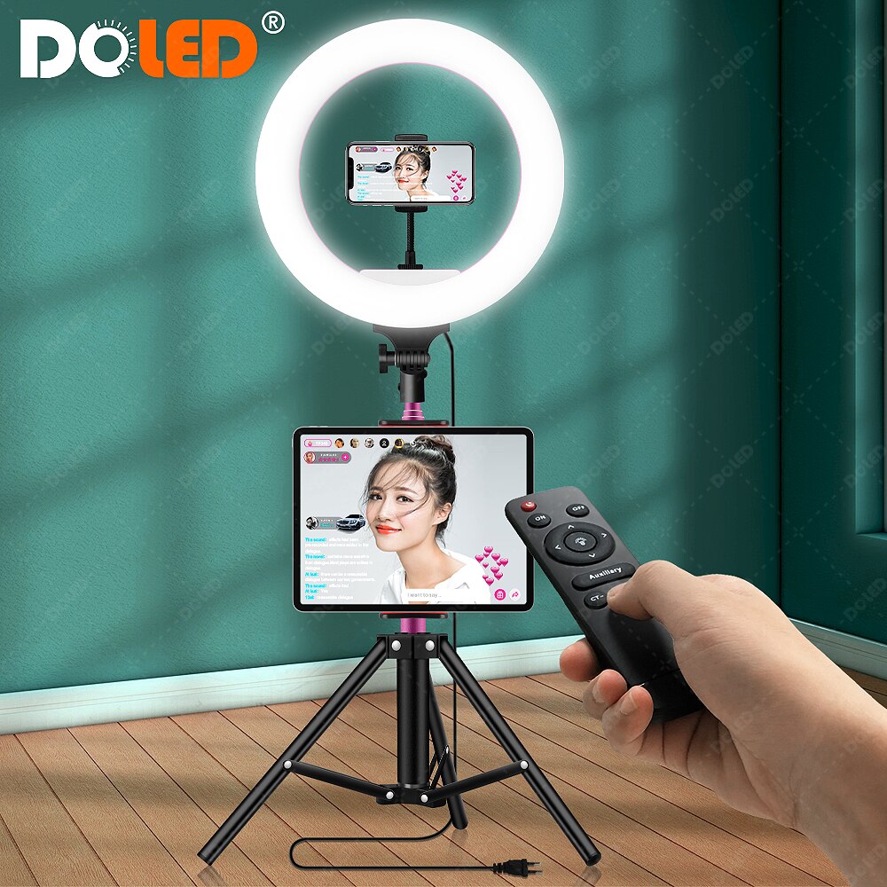 New LED Ring Light with Remote Dimmable Ringlight Tripod for Studio Lighting Photography Selfie Video Shooting on Youtube Tiktok