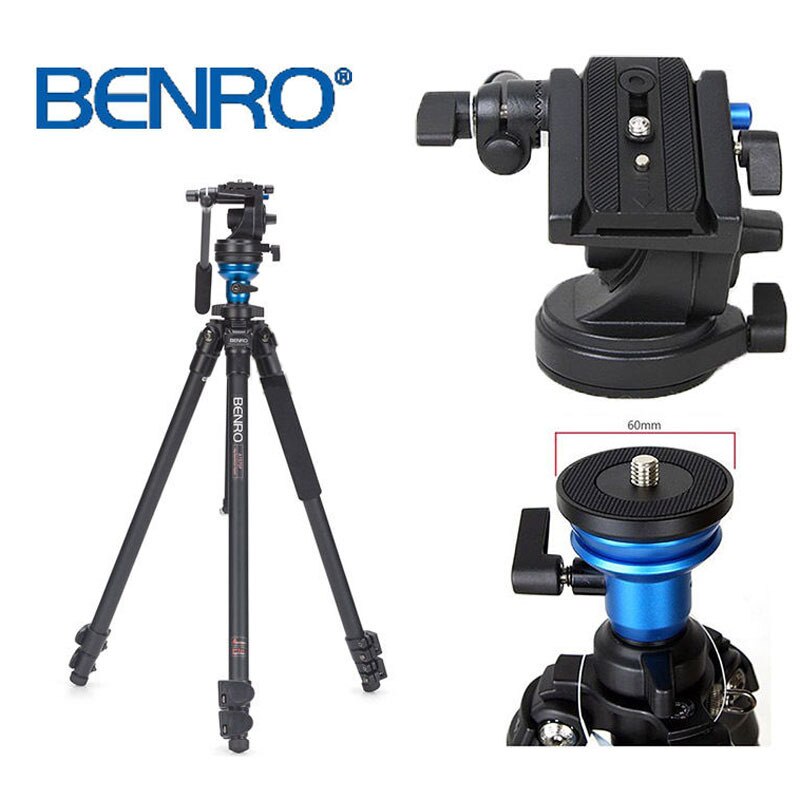 Cost-effective BENRO A1573FS2 Professional Aluminum Tripod For Video Camera 3D Fluid Head Videotape Dual-use