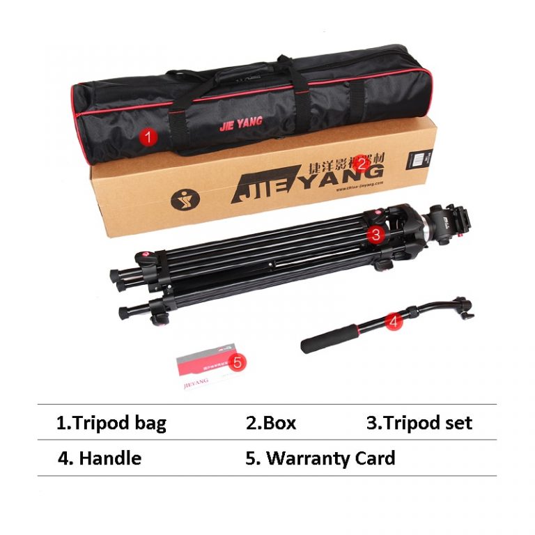 JIEYANG JY0508 JY-0508 JY0508B Professional Camera Tripod Video Tripod/Dslr Tripod Fluid Head Damping video with tripod bag 4 Professional Camera Tripod with Fluid Head - Precision and Stability in Every Shot