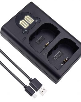 LP-E6 LP-E6N LPE6 LPE6N Dual LCD USB Battery Charger Compatible with for Canon 60D 70D 80D EOS R XC10 XC15 5DS 5DSR Cameras