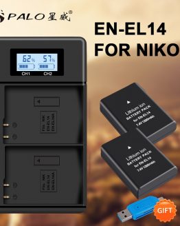 2PCS EN-EL14A EN-EL14 ENEL14 camera battery+LCD USB Dual Charger for Nikon D3100 D3200 D3300 D3400 D3500 D5600 D5100 D5200 P7000