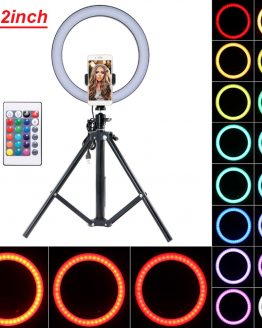 10" Selfie Ring Light with Remote Control 16-Color Camera Ring Light with Phone Holder and Tripod for Live Stream TikTok InStock