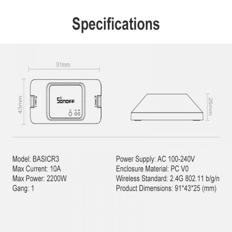10PCS Sonoff Basic R3 DIY Smart Switch Wifi APP/LAN Remote Control