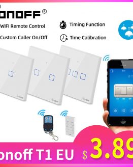 Sonoff T1 EU 1/2/3C Smart Wifi Touch Switch Light 220V RF/433Mhz/APP/Voice Remote Control Wall Wifi Switch Smart Home Automation