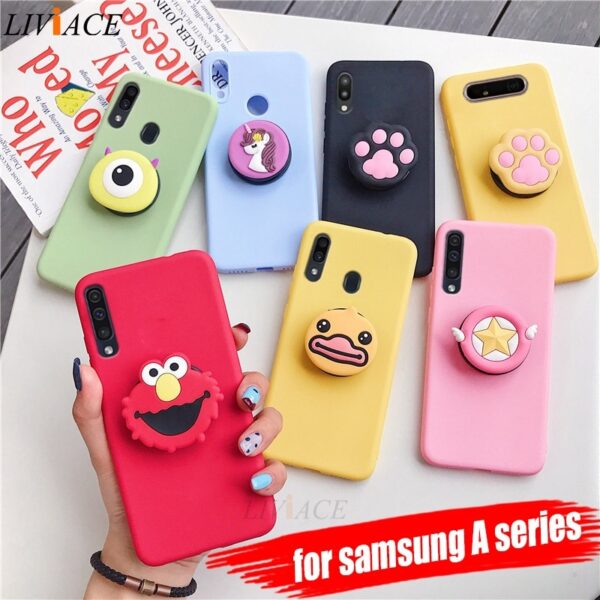 3D silicone cartoon phone holder case for samsung galaxy A50 A30 A40 A20 A10 A70 A60 A80 A7 2018 a8s cute stand soft back cover 1 3D silicone cartoon phone holder case for samsung galaxy A50 A30