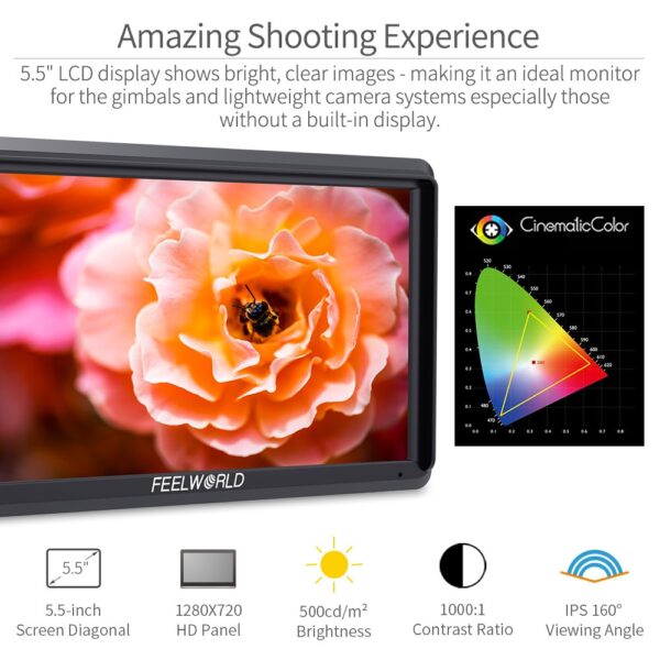 FEELWORLD S55 5.5 inch DSLR Camera Monitor 4K HDMI LCD IPS HD