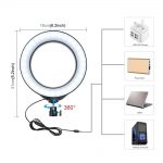 LED Ring Light + Dual Phone Clip Holder Bracket For Makeup Vlog
