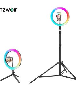 BlitzWolf BW-SL5 10inch RGB LED Ring Light with Tripod Phone Holder Dimmable Selfie Ring Lamp for YouTube Tiktok Living