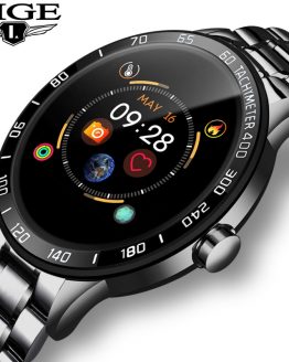 LIGE 2019 New steel smart watch men leather smart watch sport For iPhone Heart rate blood pressure Fitness tracker smartwatch