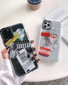 Luxury Art Letter Label Phone Case For iphone 11 Pro Max 7 8 plus Back Cover For iphone X XR XS SE 2020 Transparent Soft Cases
