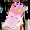 Pink Quicksand Unicorn Soft Silicone Liquid Stars Case for Iphone