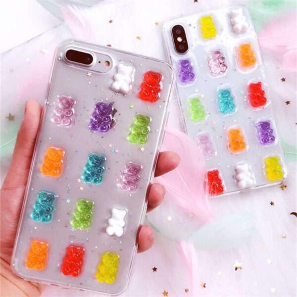 Niceking Phone Case For iPhone 11 Pro Max X XS Max XR X 6 6S 7 8 Plus Case Cute 3D Candy Color Bear Epoxy Glitter Soft TPU Cover 3 Niceking Phone Case For iPhone 11 Pro Max