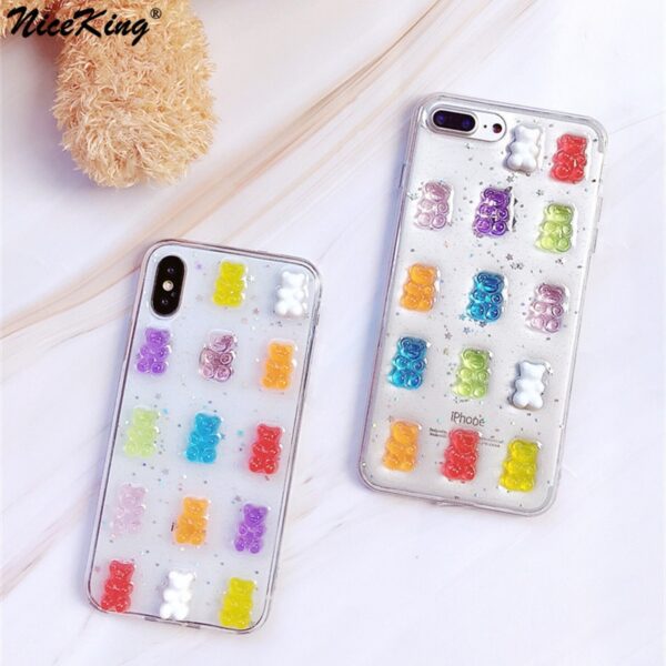 Niceking Phone Case For iPhone 11 Pro Max X XS Max XR X 6 6S 7 8 Plus Case Cute 3D Candy Color Bear Epoxy Glitter Soft TPU Cover 1 Niceking Phone Case For iPhone 11 Pro Max