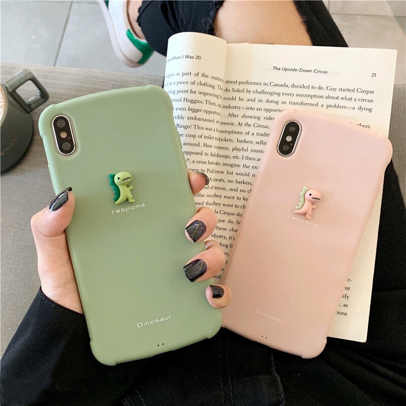 Matte phone Case For iphone 11 11Pro Max XS Max X XR 3D Baby dinosaur case for iphone 7 8 plus cartoon phone cover