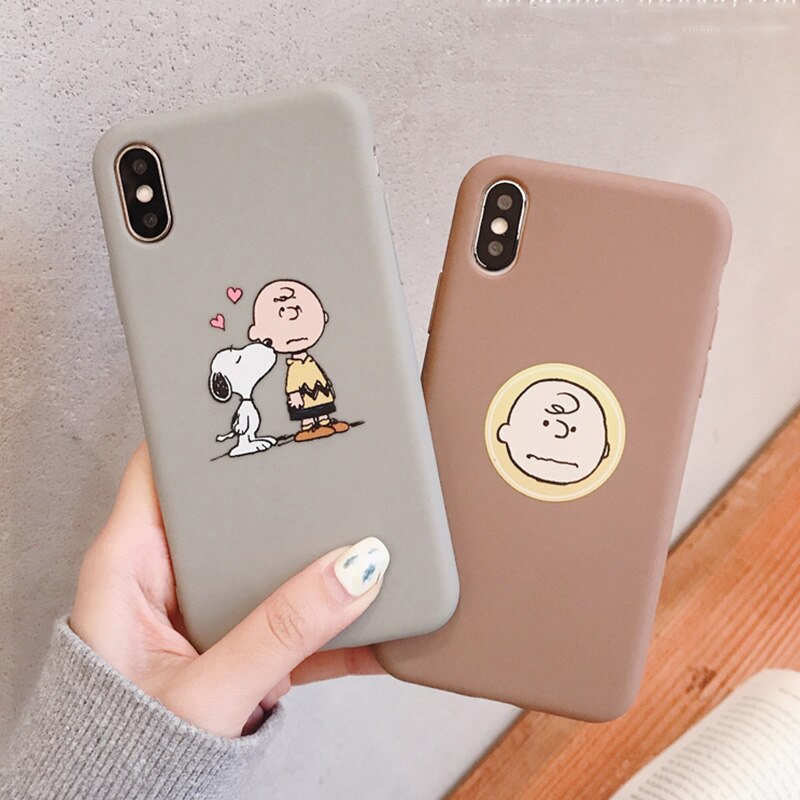 PEANUTS Cartoon Charlie Brown and dog Soft Phone Case For Iphone11 11pro 6 6S 7 8 Plus X Xs Xr Max matte candy case capas funda
