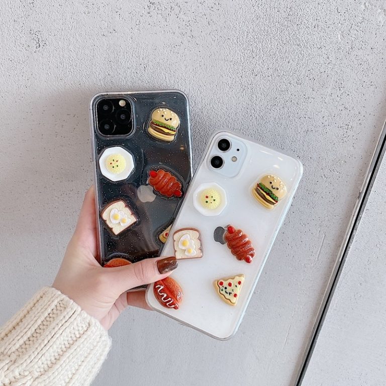 Clear Glitter 3D Foods Phone Case For iPhone 11 Pro Max