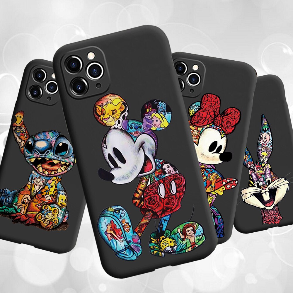 Hot Cute Cartoon Tattoo Mouse Phone Case for iphone 11 11Pro MAX 6S 7 8 Plus X XR XS 5s SE 2020 Soft TPU Back Cover Capa Coque