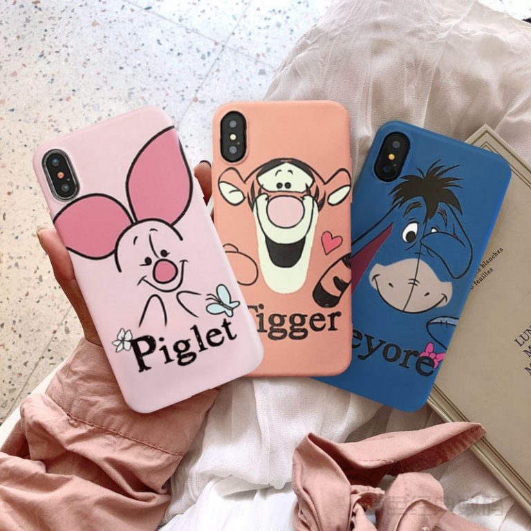 Cute Piglet Tigger Eeyore Fitted Case For iPhone X 11 Professional
