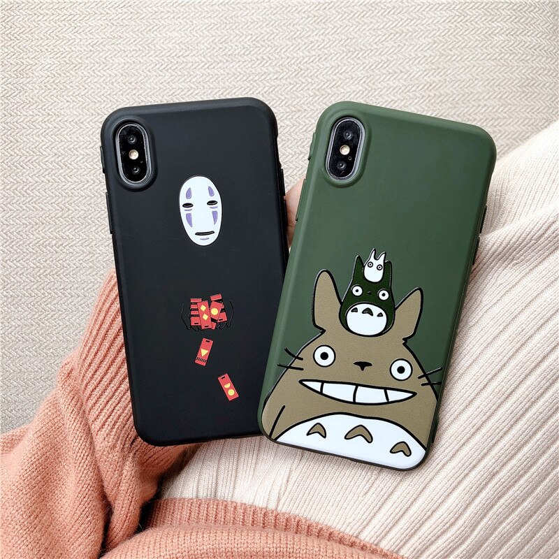 JAMULAR Cute Cartoon Happy Totoro Phone Case For iPhone 11 Pro XS MAX XR X 7 SE 2020 8 6 6s Plus Anime Soft Back Cover Coque Bag