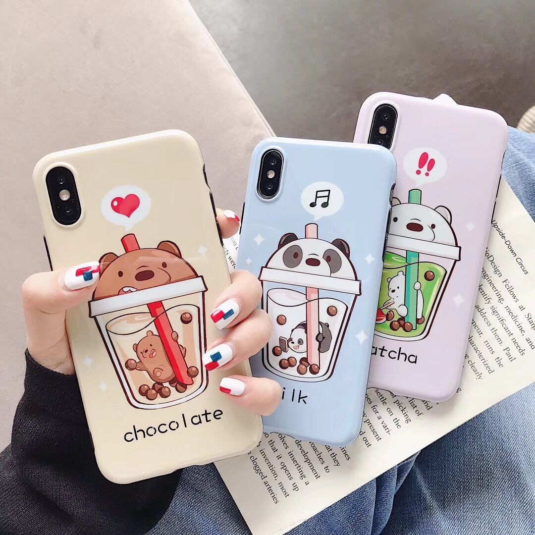 Jamular Milk Tea Bears Silicone Phone Case for IPhone 11 11 Pro 7 8 Plus X XS Max Cute Amusing Cartoon Animal Phone Cover