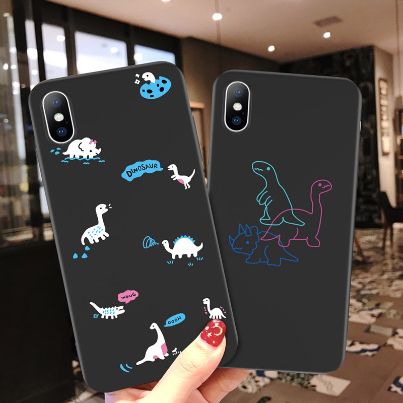 Lovebay Cartoon Dinosaur Phone Case For iPhone 11 Pro Max X XR XS MAX 6 6s 7 8 Plus Love Heart Soft TPU Cover For iPhone 5 5s SE