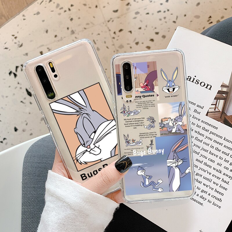 Cute Cartoon Rabbit Phone Case For Huawei P40 P30 P20 Lite Mate 30 Pro 20 P smart Nova 5t For Honor 10 8X 9X 7A 8a Soft Cover