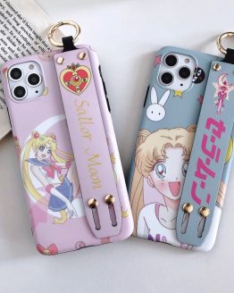 Sailor Moon Case for iPhone 11 Pro Max XR XS X 11Pro 7 8 6 6S Plus Cute SailorMoon Wrist Strap Phone Stand Silicone Cover