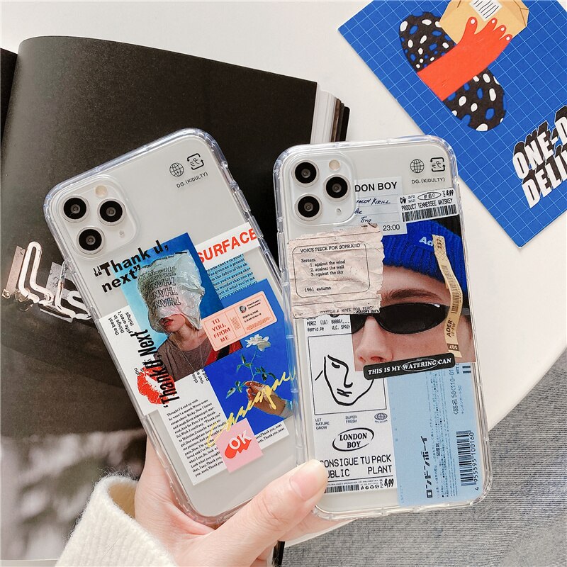Thank u next Fashion Funny Label Phone Case for iPhone11 Pro Max X XR XS Max Case for iPhone 7 8 6 6s Plus Clear Soft Case Cover