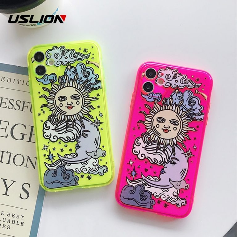 Illuminate Your iPhone with USLION Art Sun Face Fluorescence Phone Case