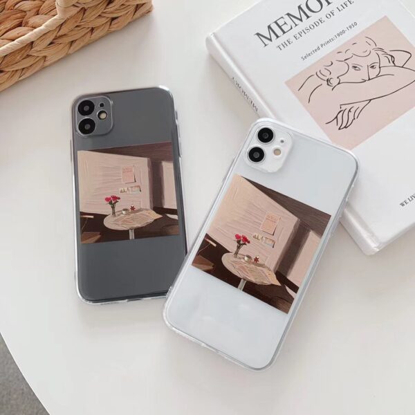 INS simple retro design small flower oil painting fresh phone case