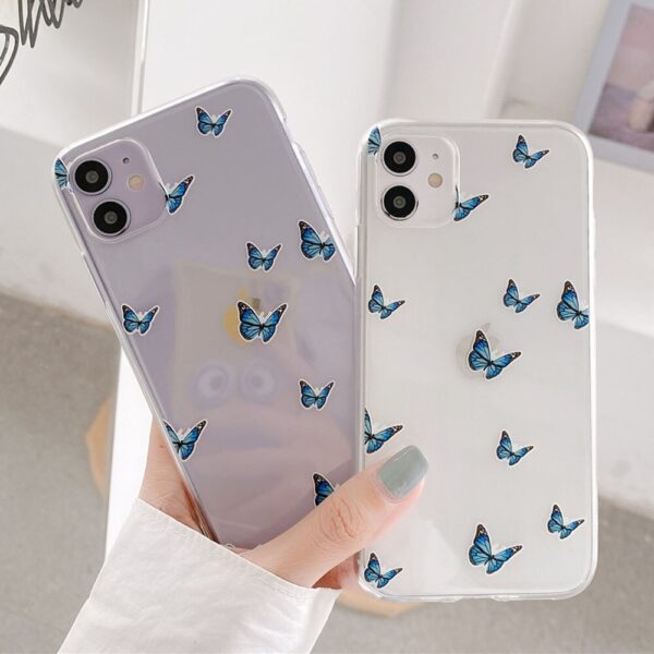 Cute small Blue Butterfly Shockproof Phone Case For iphone