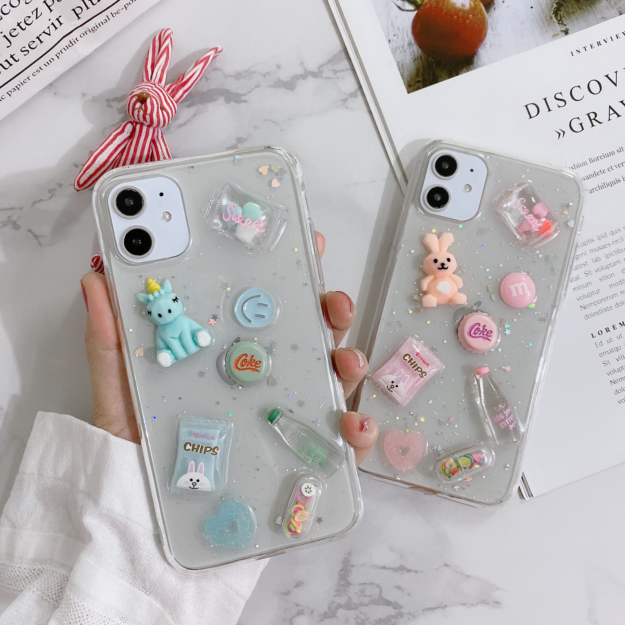 Drink bottle small doll Epoxy phone case For iPhone 11 Pro X XS MAX XR 6S 7 8 Plus For huawei mate 20 30 P20 30 Nova 5 6 Cover