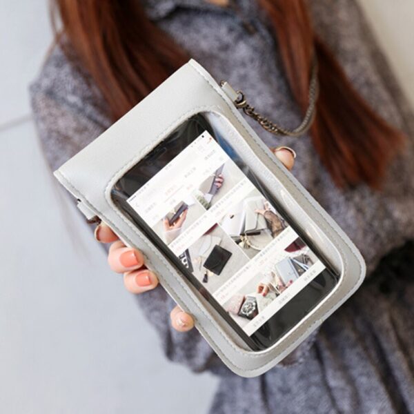 Fashion Touch Screen Mobile Phone Purse PU Leather Shoulder Bag Women Small Chain Crossbody Handbags Girls Mini Phone Pouch Hot