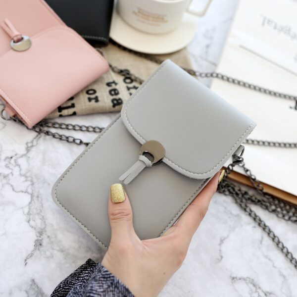 2020 New Solid Color Ladies Touch Screen Mobile Phone Bag