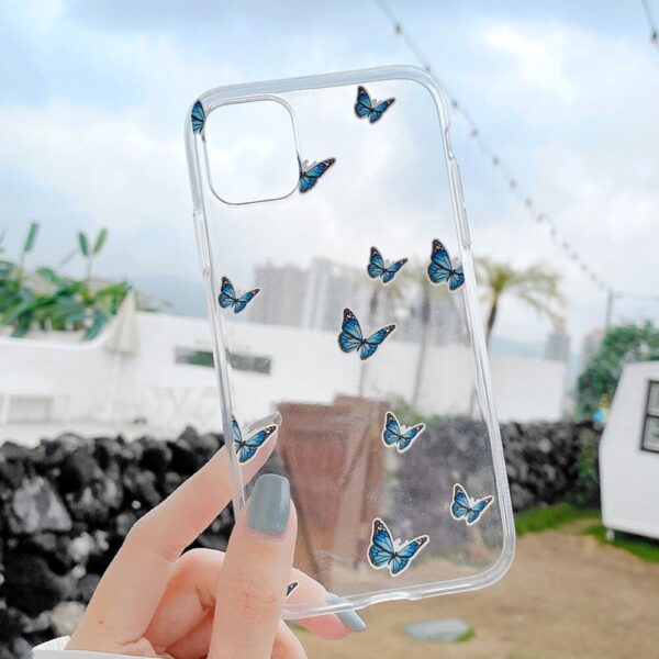 Cute small Blue Butterfly Shockproof Phone Case For iphone