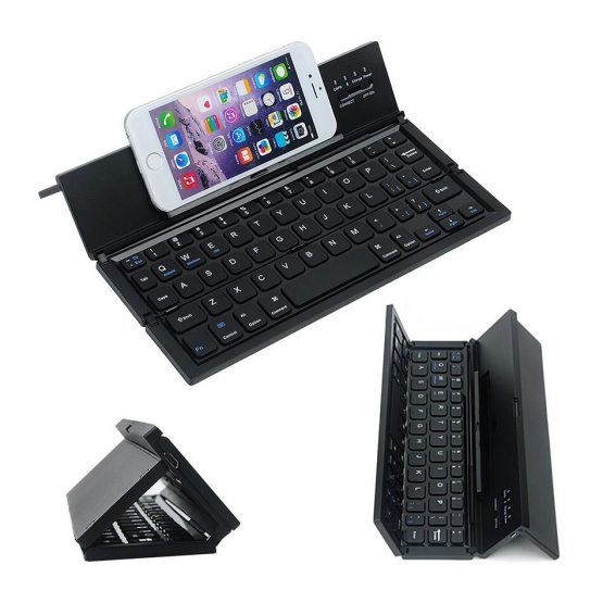 Mini Bluetooth Folding Keyboard: Portable Tri-Fold Design for iOS, Android, Windows - Stay Productive On-the-Go!