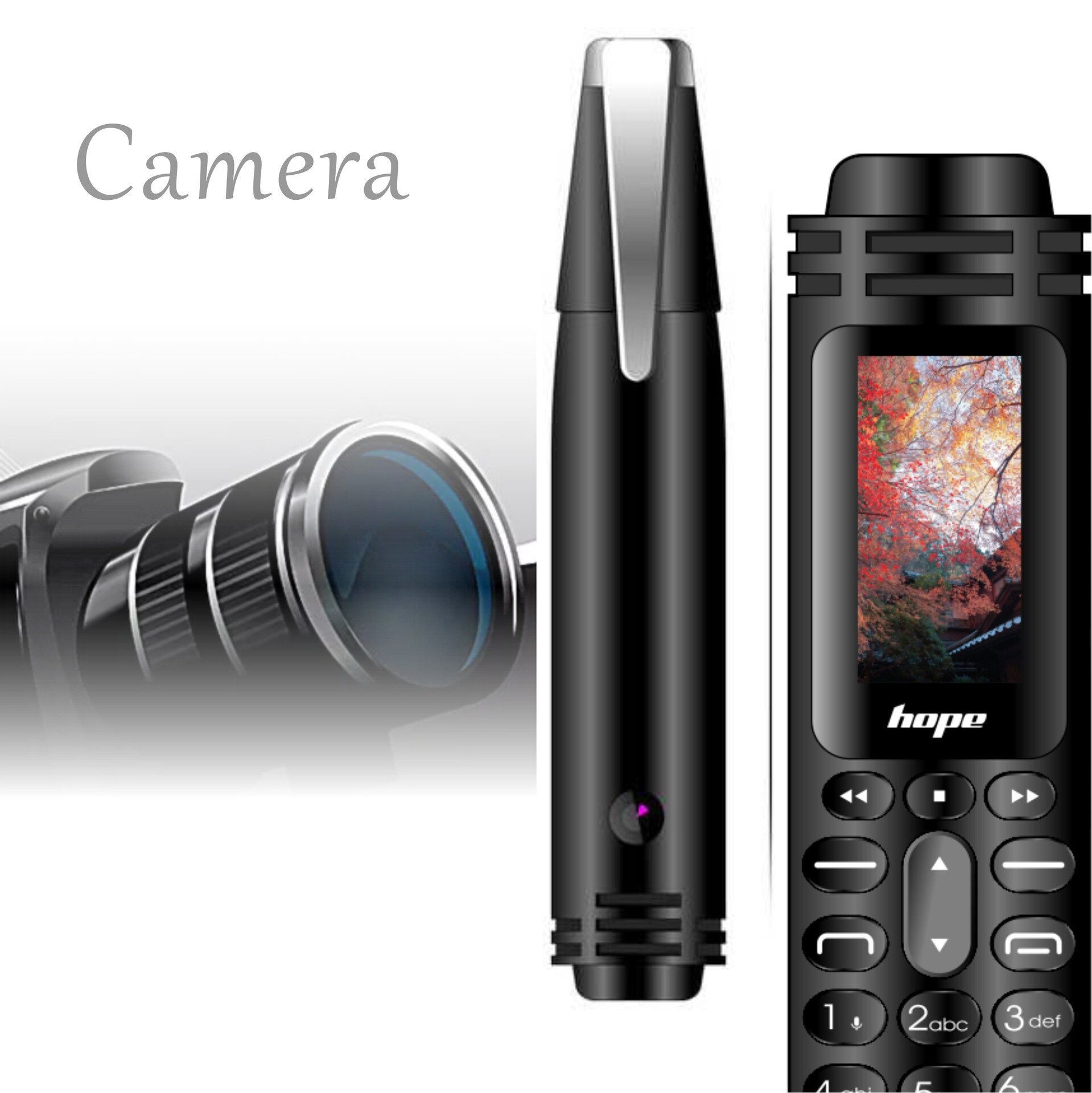 CHAOAI AK007 Mini Pen Mobile Phone Dual Sims Dual Standby GSM Bluetooth 2G Unlocked Small Cellphone Camera Flashlight Recording
