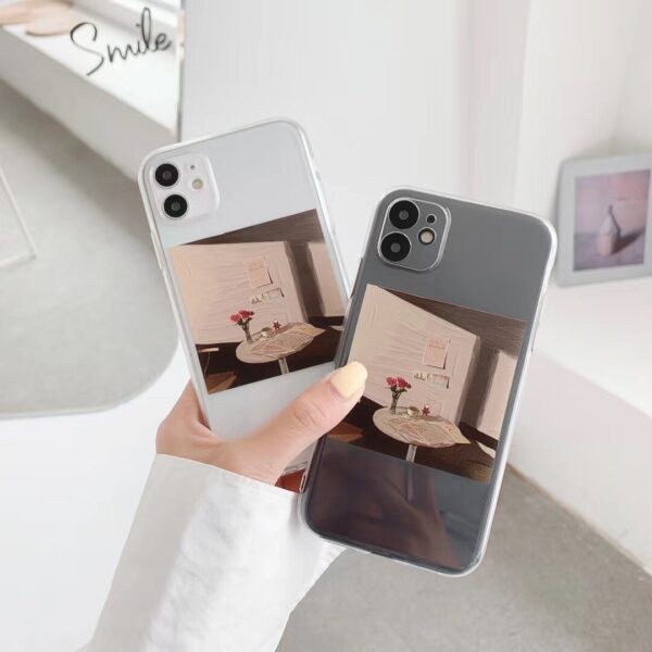 INS simple retro design small flower oil painting fresh phone case